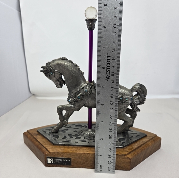 Michael Ricker American Carousel Horse Collection Pewter 306/750 On Wooden Stand - Picture 10 of 12